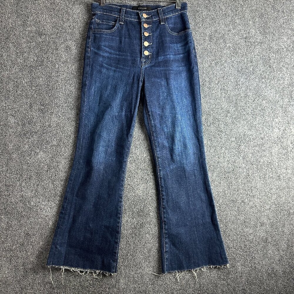 J Brand Jeans Womens 26 Lillie  Stretch High Waist Bootcut Button Fly Raw Hem